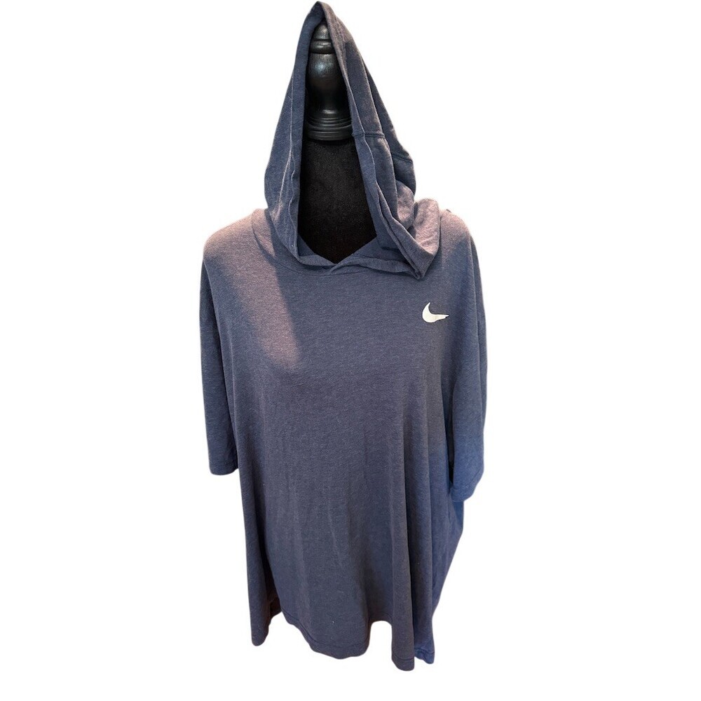 Nike Dri-FIT Hooded T-Shirt Unisex Adults M Navy Blue Swoosh Athletic Top